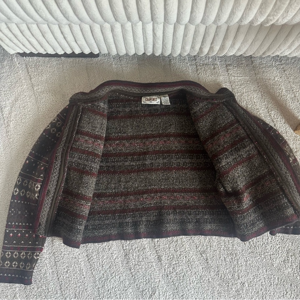 Près De Chamonix Vintage 90s Alpine Pure Merino Wool Patterned Sweater - Picture 5 of 7